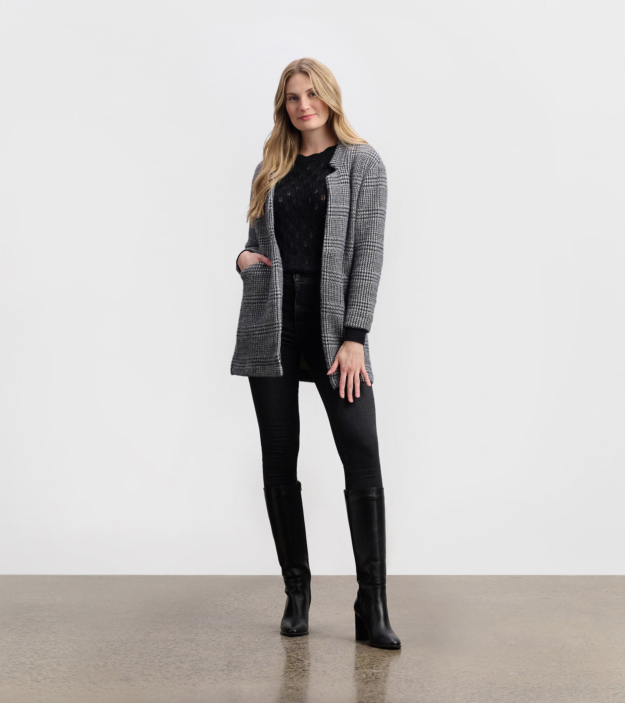 Hatley Cozy Open Blazer - Black Check