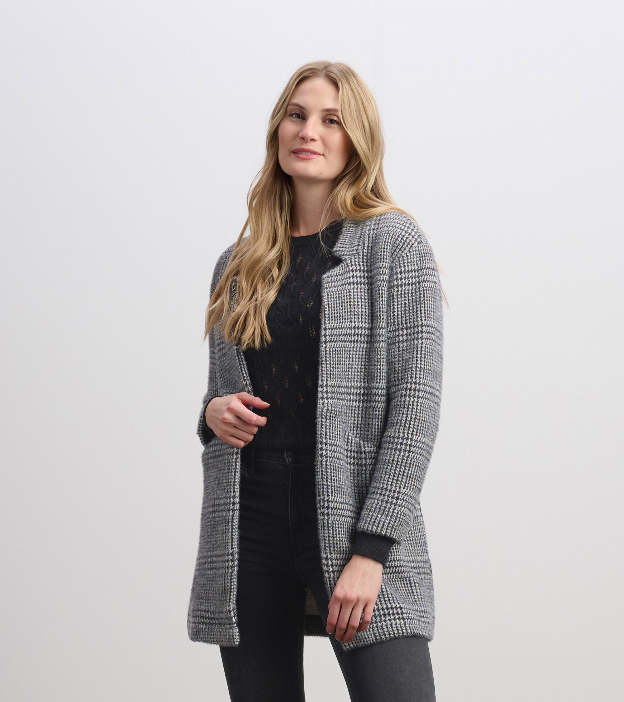 Hatley Cozy Open Blazer - Black Check