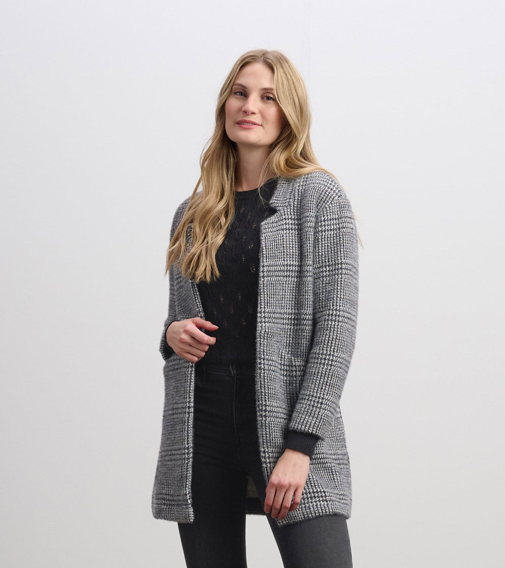 Hatley Cozy Open Blazer - Black Check