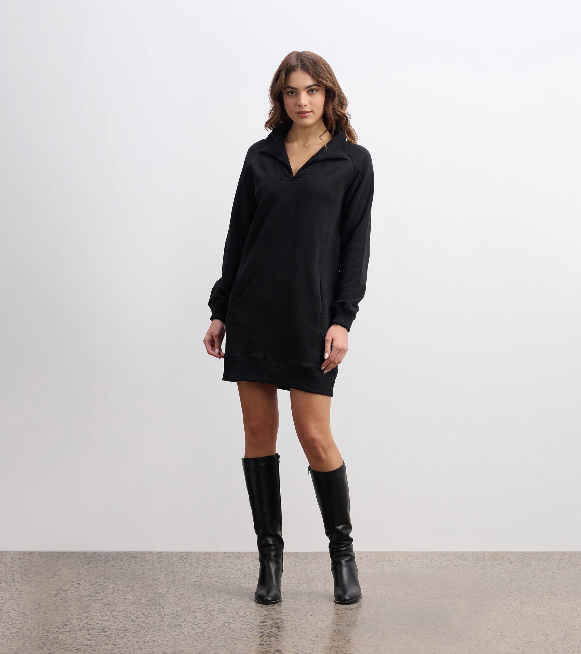 Hatley Anna Notch Neck Dress - Black