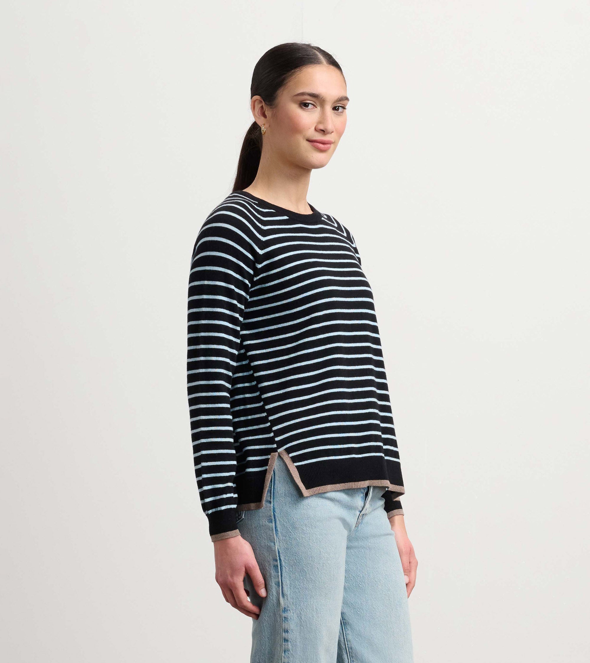 Hatley Olivia Sweater - Black Denim Stripes