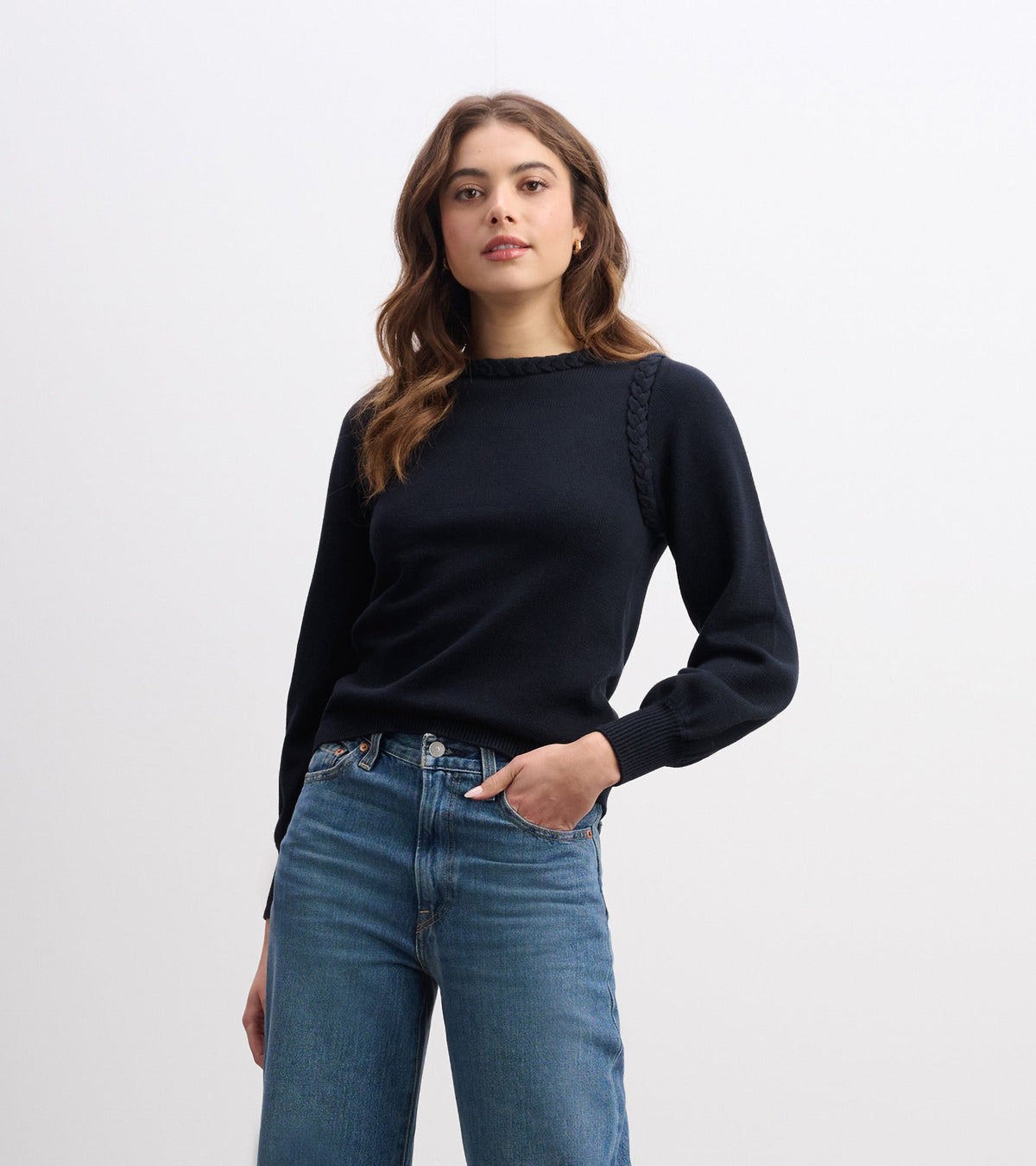 Hatley Braided Sweater - Black