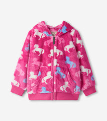 Hatley Girls Beautiful Horses Fleece Zip-Up Hoodie