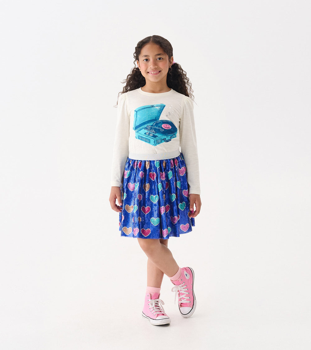Hatley Girls Bursted Hearts Sequin Skirt
