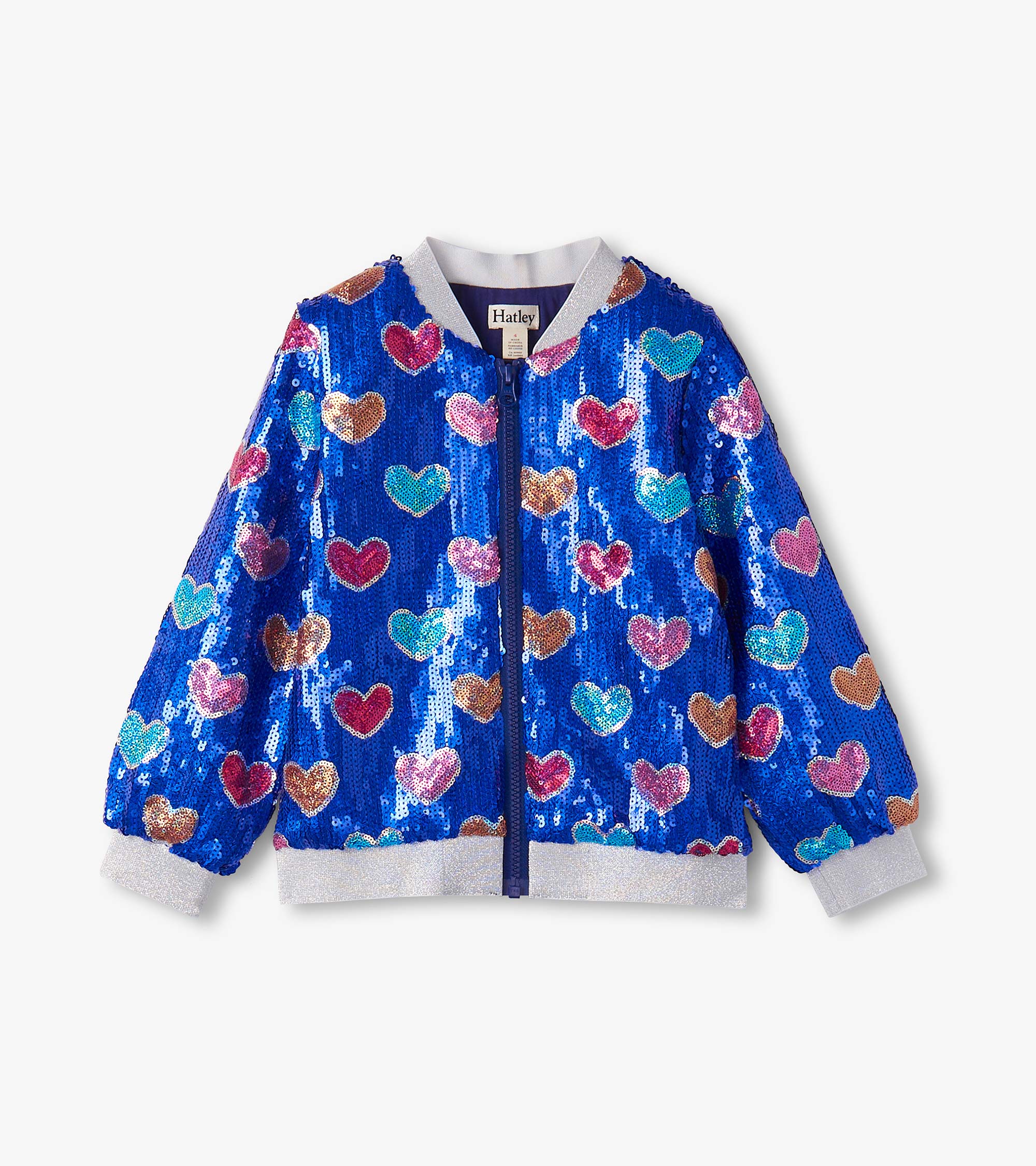 Hatley Girls Bursted Hearts Sequin Bomber Jacket