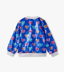 Hatley Girls Bursted Hearts Sequin Bomber Jacket