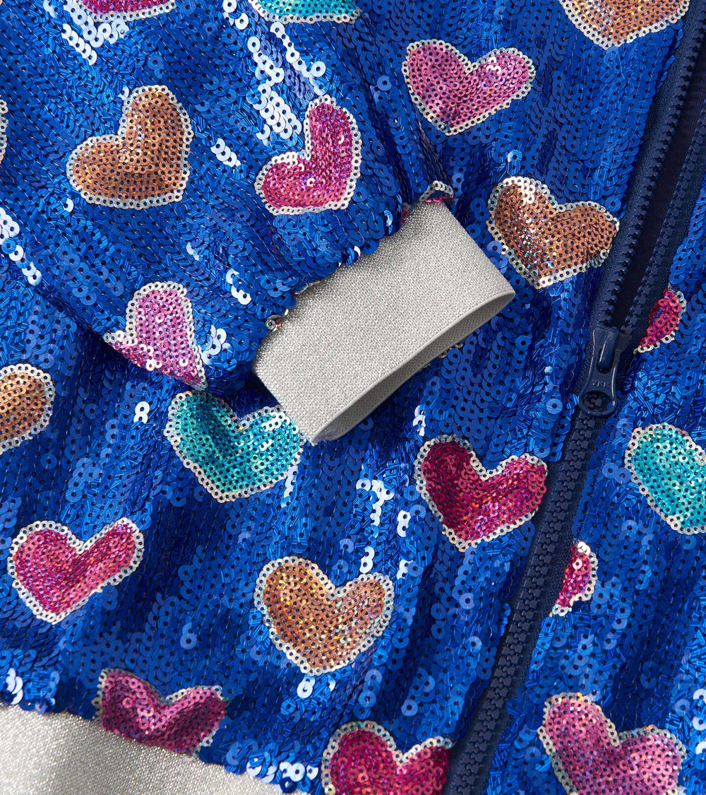Hatley Girls Bursted Hearts Sequin Bomber Jacket