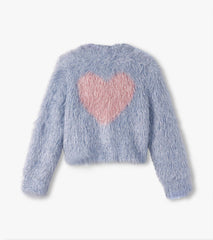 Hatley Girls Glitter Heart Blue Metallic Cardigan