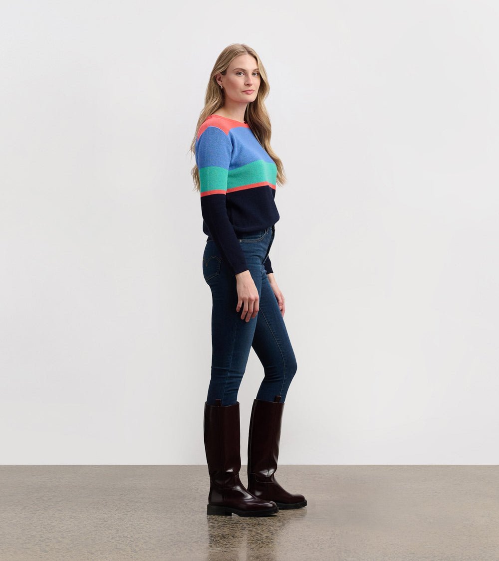 Hatley Devon Sweater - Bright Colorblock Stripes