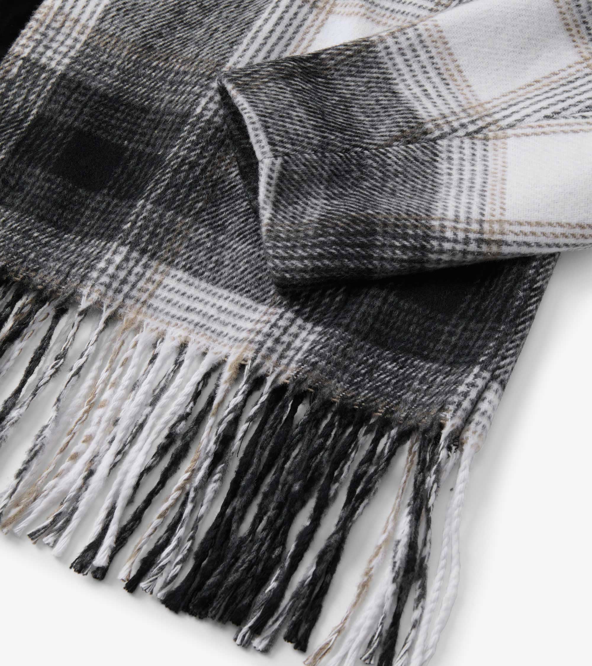 Hatley Fringe Jacket - Black and Taupe Plaid