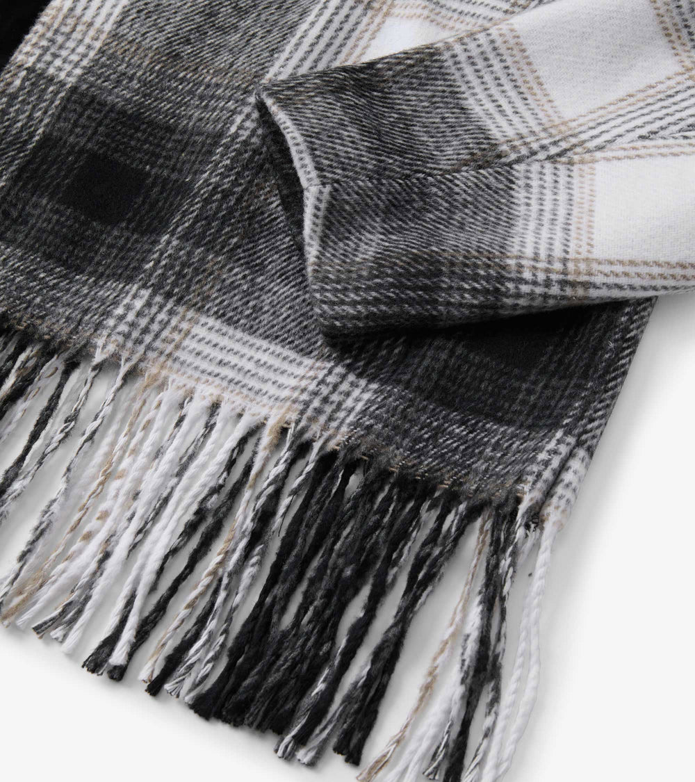 Hatley Fringe Jacket - Black and Taupe Plaid