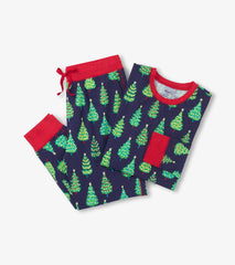 Hatley Men's Bottle Brush Trees Glow in the Dark Cotton Pajama Set