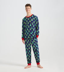 Hatley Men's Bottle Brush Trees Glow in the Dark Cotton Pajama Set