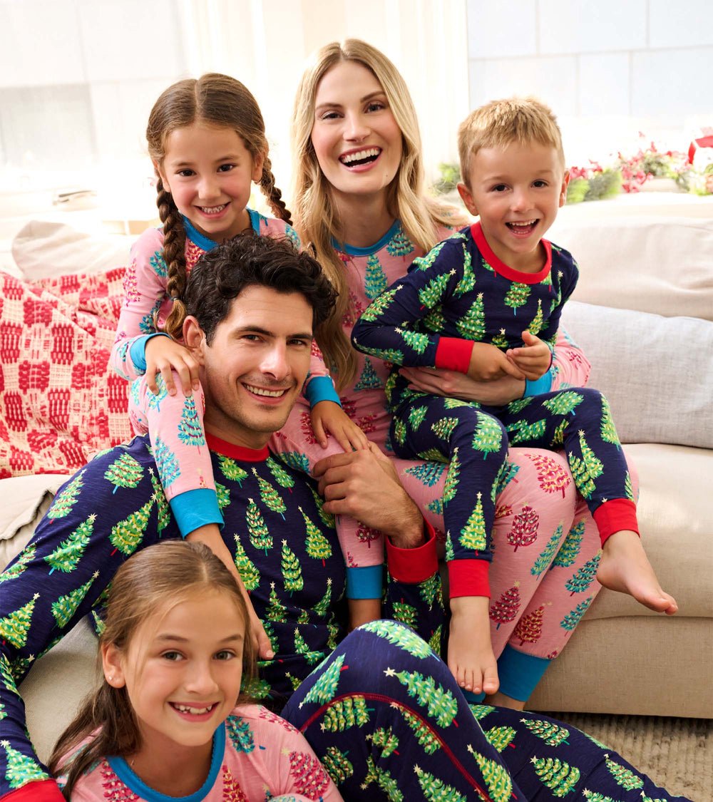 Hatley Men's Bottle Brush Trees Glow in the Dark Cotton Pajama Set
