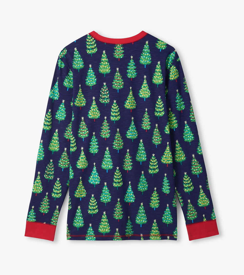Hatley Men's Bottle Brush Trees Glow in the Dark Cotton Pajama Set