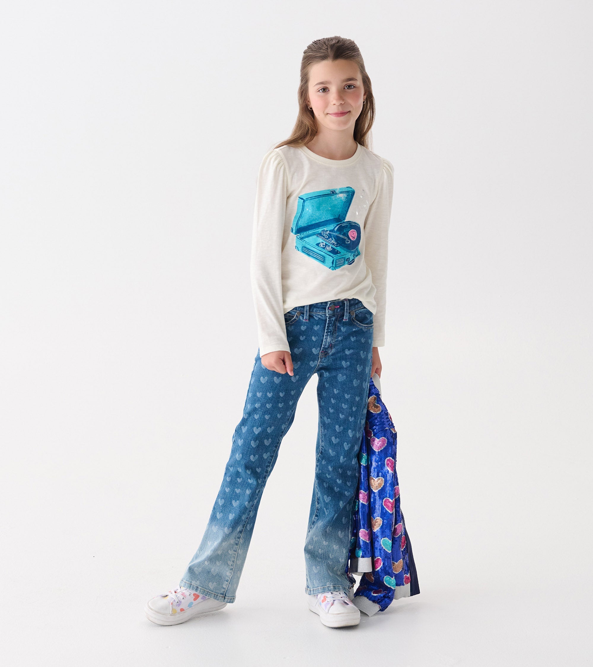 Hatley Girls Record Player Puff Sleeve Graphic Tee