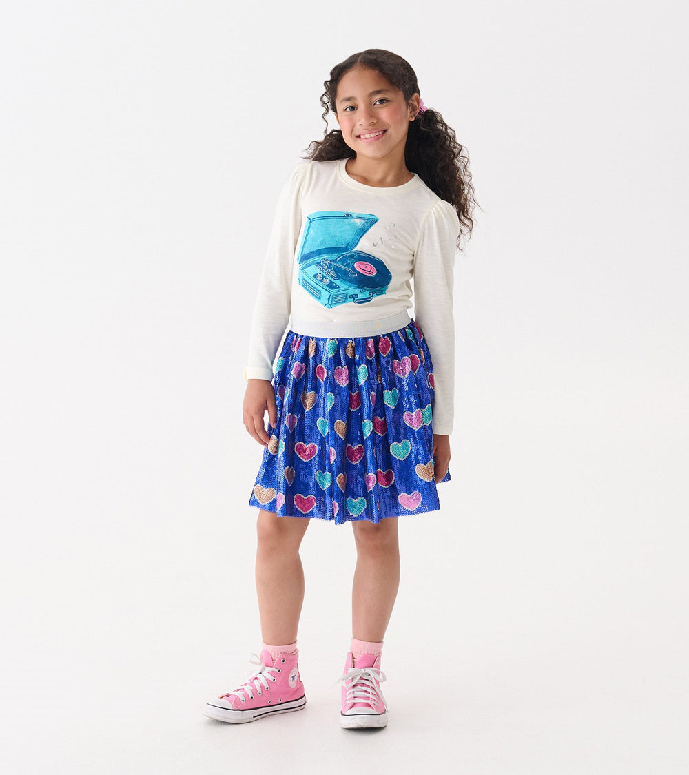 Hatley Girls Record Player Puff Sleeve Graphic Tee