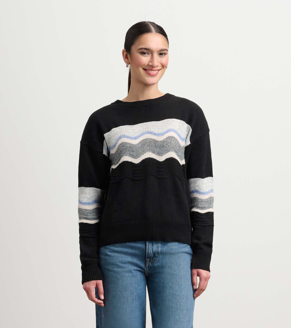 Hatley Pointelle Wave Sweater - Black