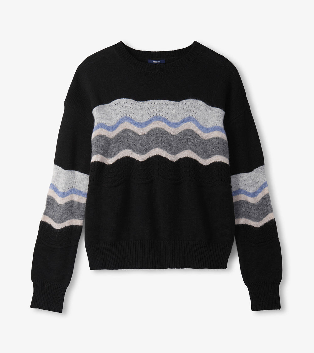 Hatley Pointelle Wave Sweater - Black
