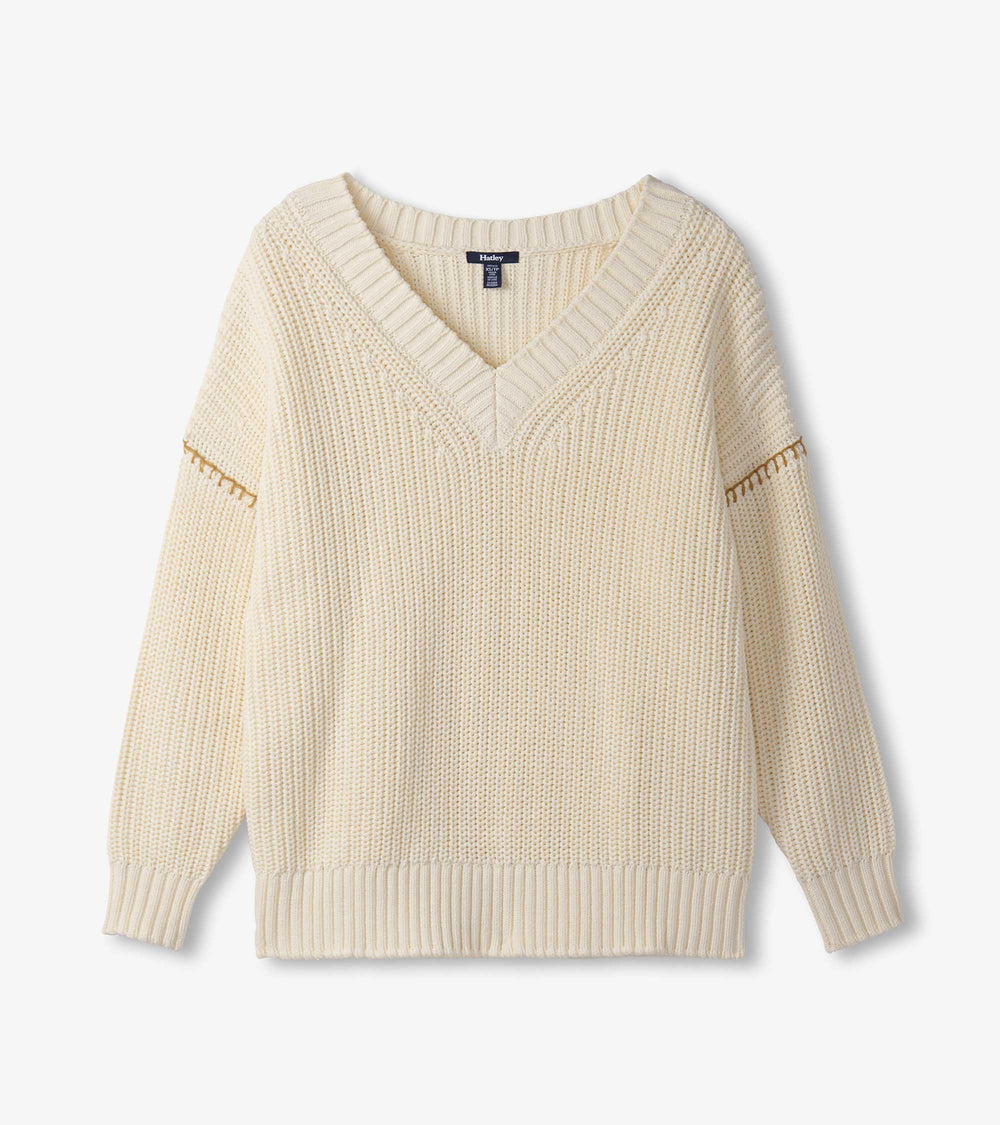 Hatley V-Neck Slouchy Sweater - Cream