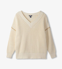 Hatley V-Neck Slouchy Sweater - Cream