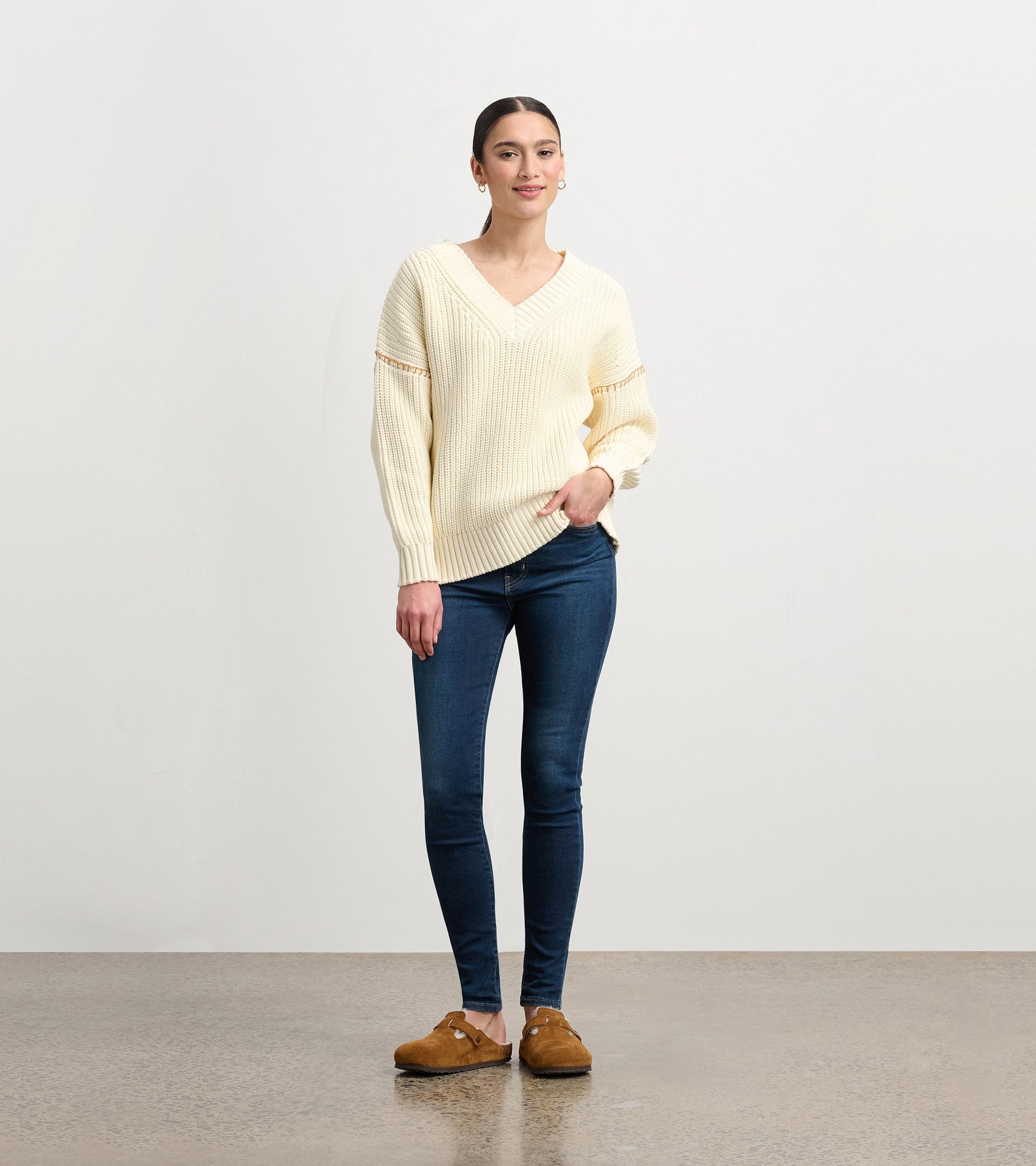 Hatley V-Neck Slouchy Sweater - Cream