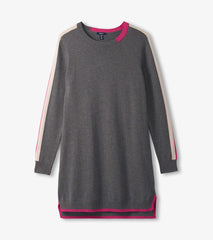 Hatley Contrast Trim Sweater Dress - Charcoal