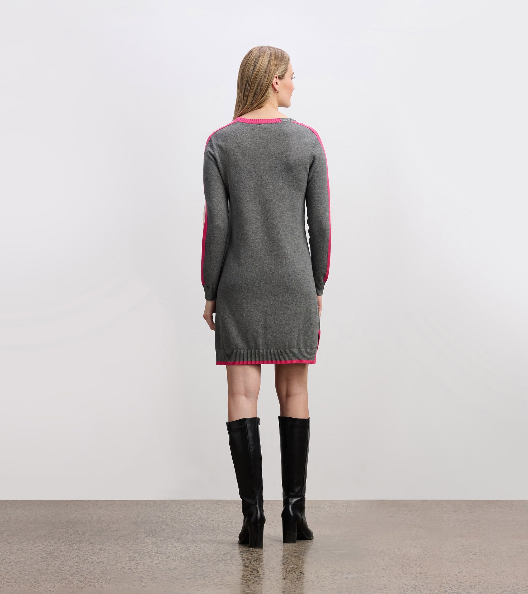 Hatley Contrast Trim Sweater Dress - Charcoal