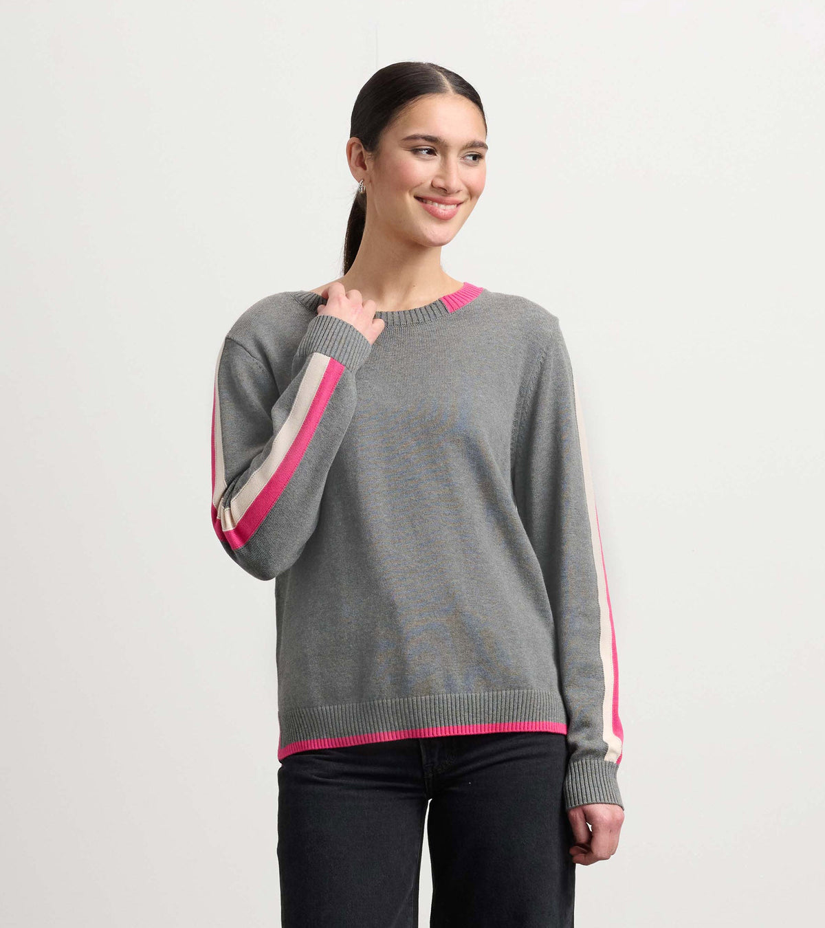 Hatley Contrast Trim Sweater - Charcoal