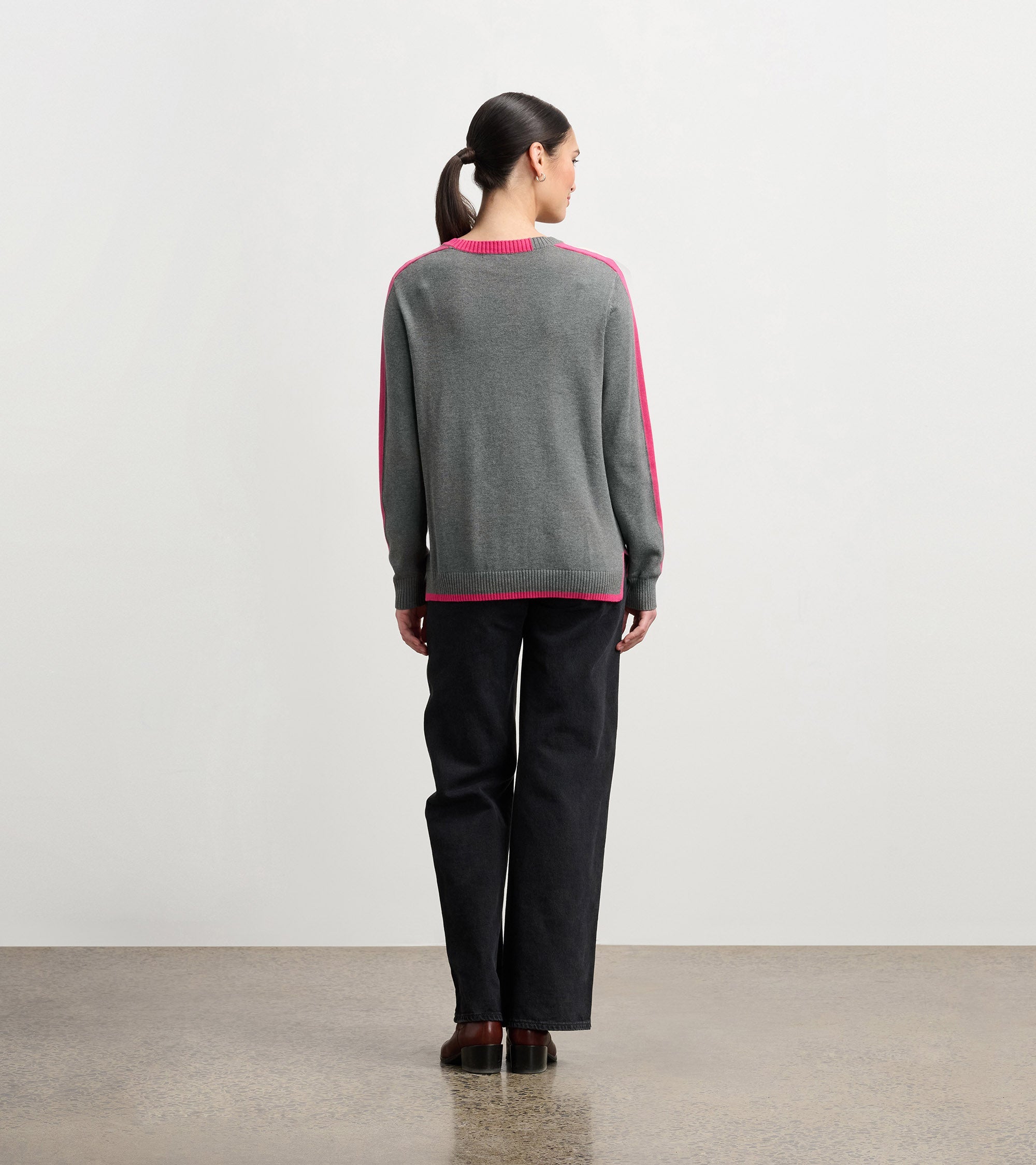 Hatley Contrast Trim Sweater - Charcoal