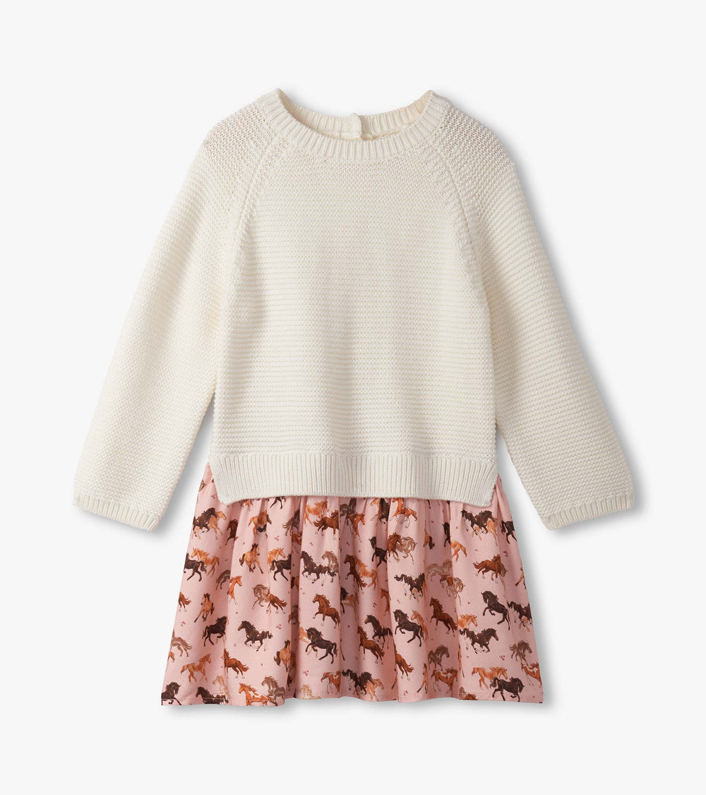 Hatley Baby & Toddler Girls Tinsel Horses Mixed Media Sweater Dress