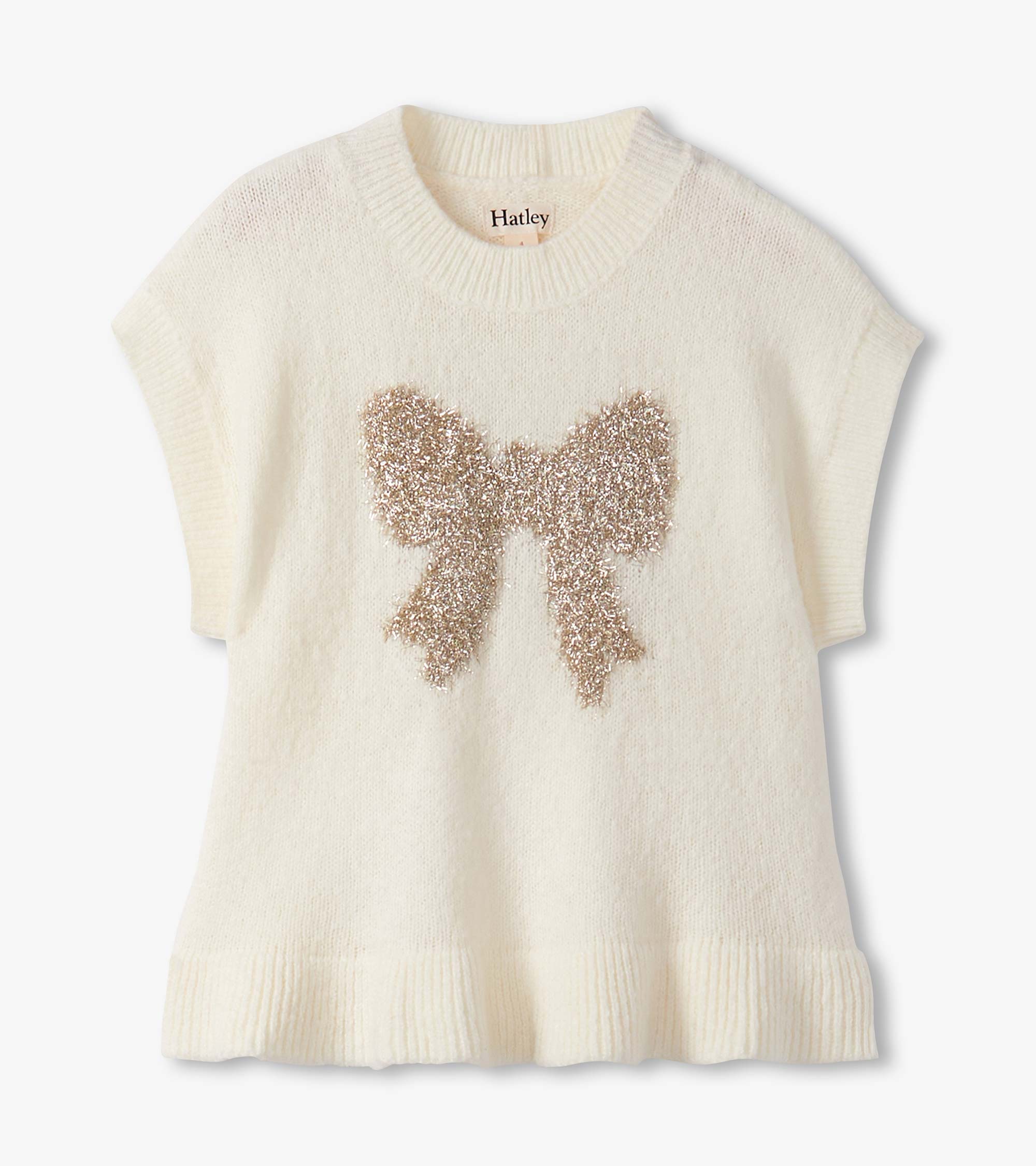 Hatley Girls Gold Bow Everywhere Sweater Vest