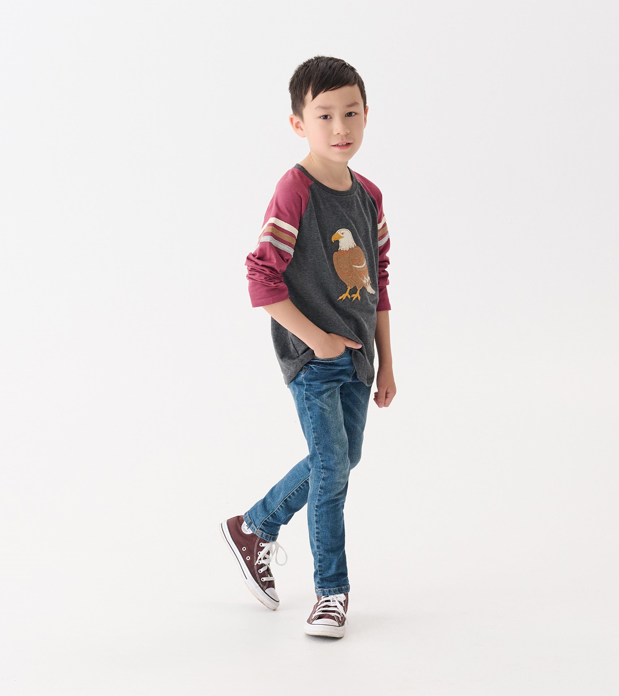 Hatley Boys Eagle Long Sleeve Raglan T-Shirt