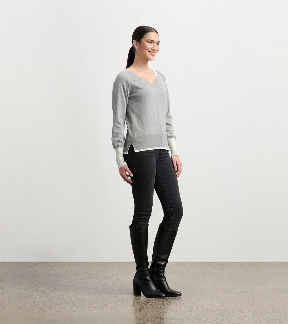 Hatley Cary V-Neck Sweater - Charcoal Melange