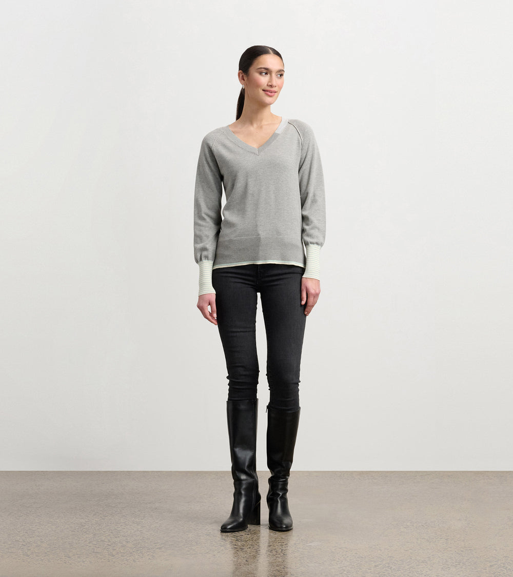Hatley Cary V-Neck Sweater - Charcoal Melange