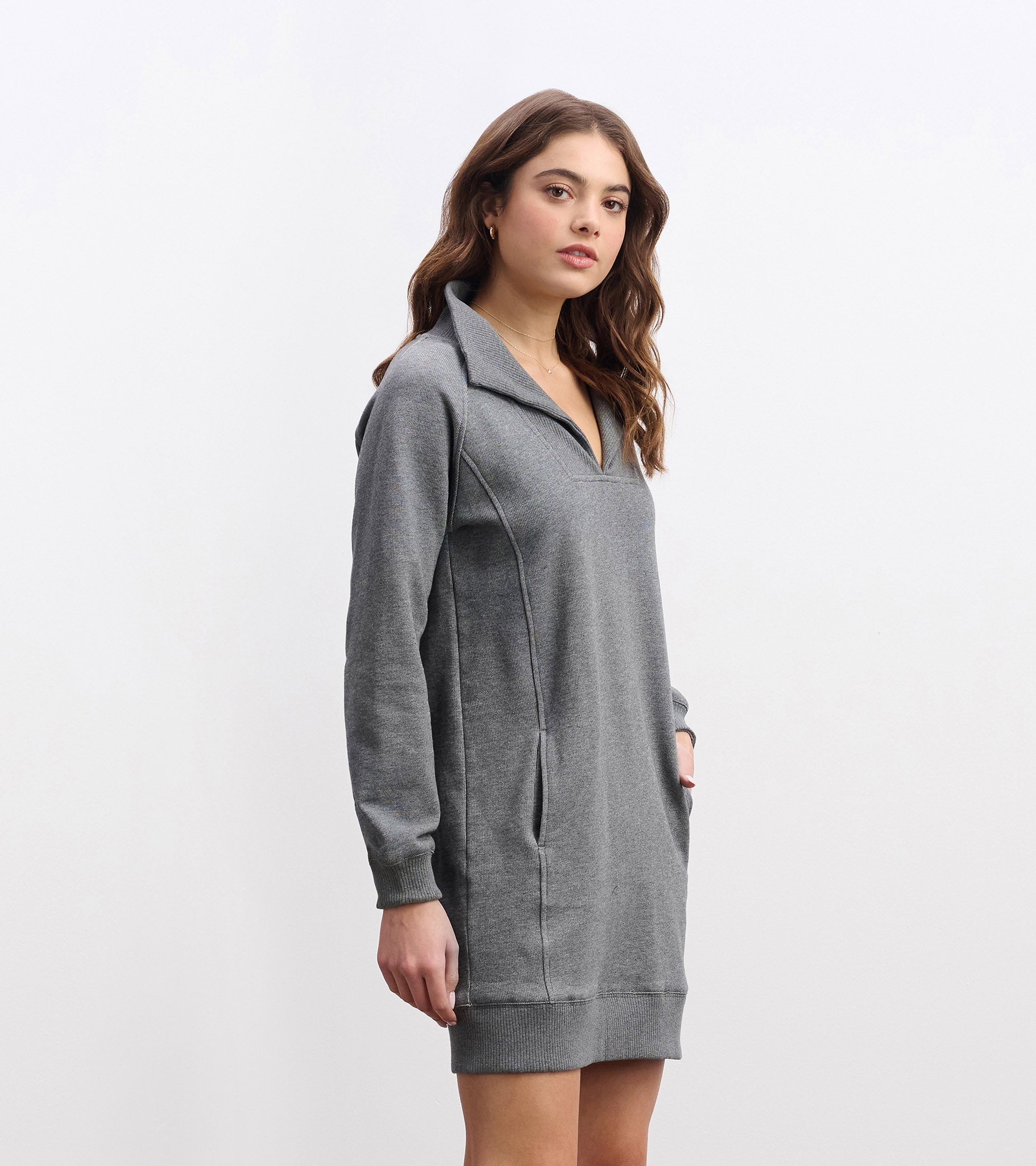 Hatley Anna Notch Neck Dress - Charcoal Melange