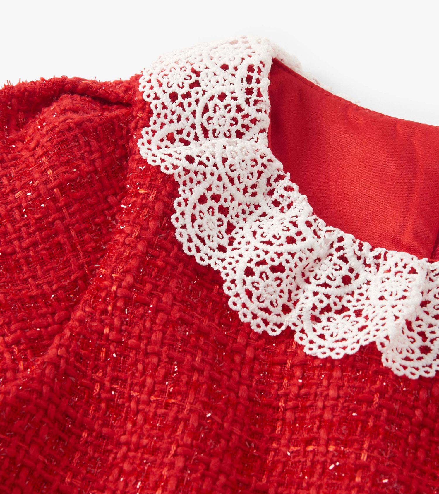 Hatley Girls Sparkle Boucle Pleated Lace Collar Dress