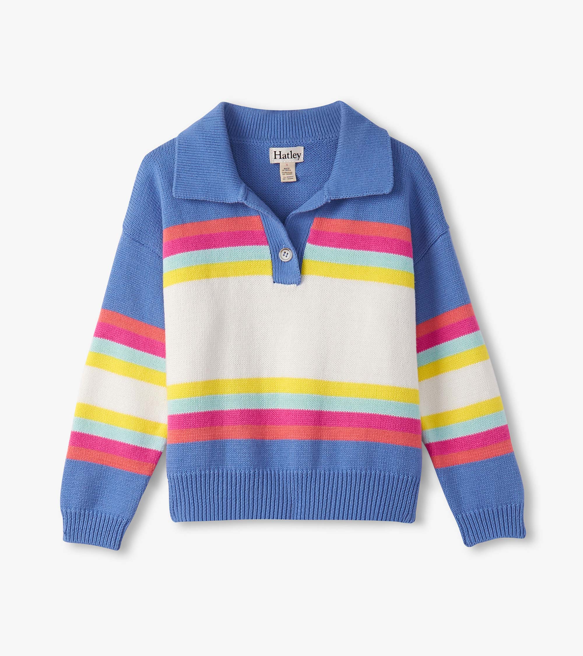 Hatley Girls Royal Colorblock Johnny Collar Sweater