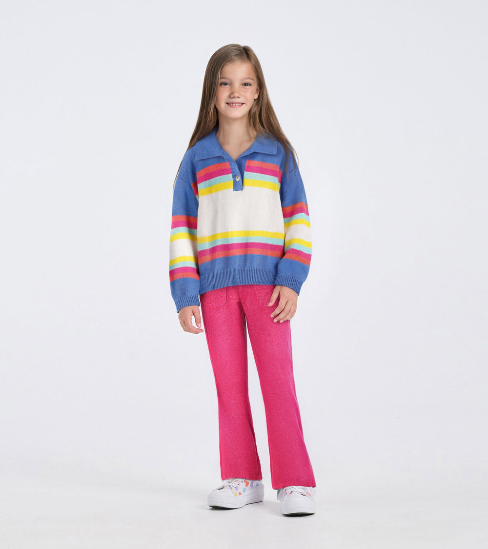 Hatley Girls Royal Colorblock Johnny Collar Sweater