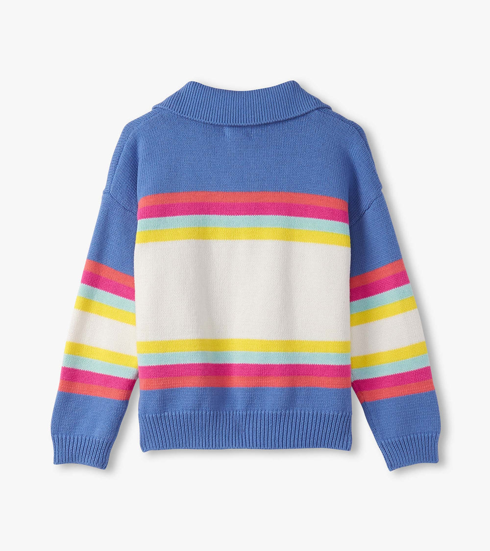 Hatley Girls Royal Colorblock Johnny Collar Sweater