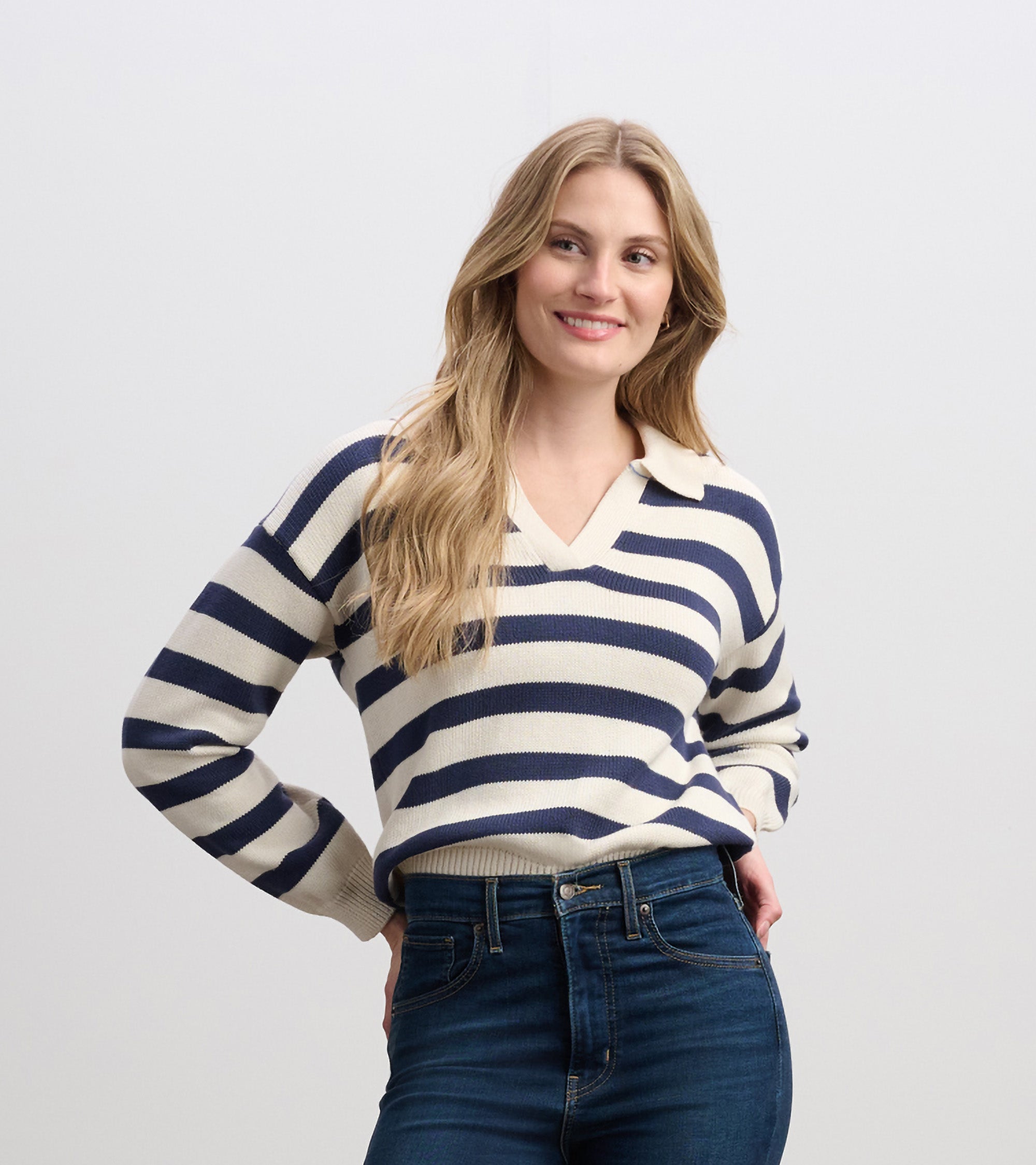 Hatley Johnny Collar Sweater - Nautical Stripes