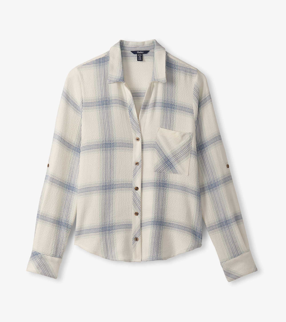 Hatley Lila Button Down - Turquoise Plaid