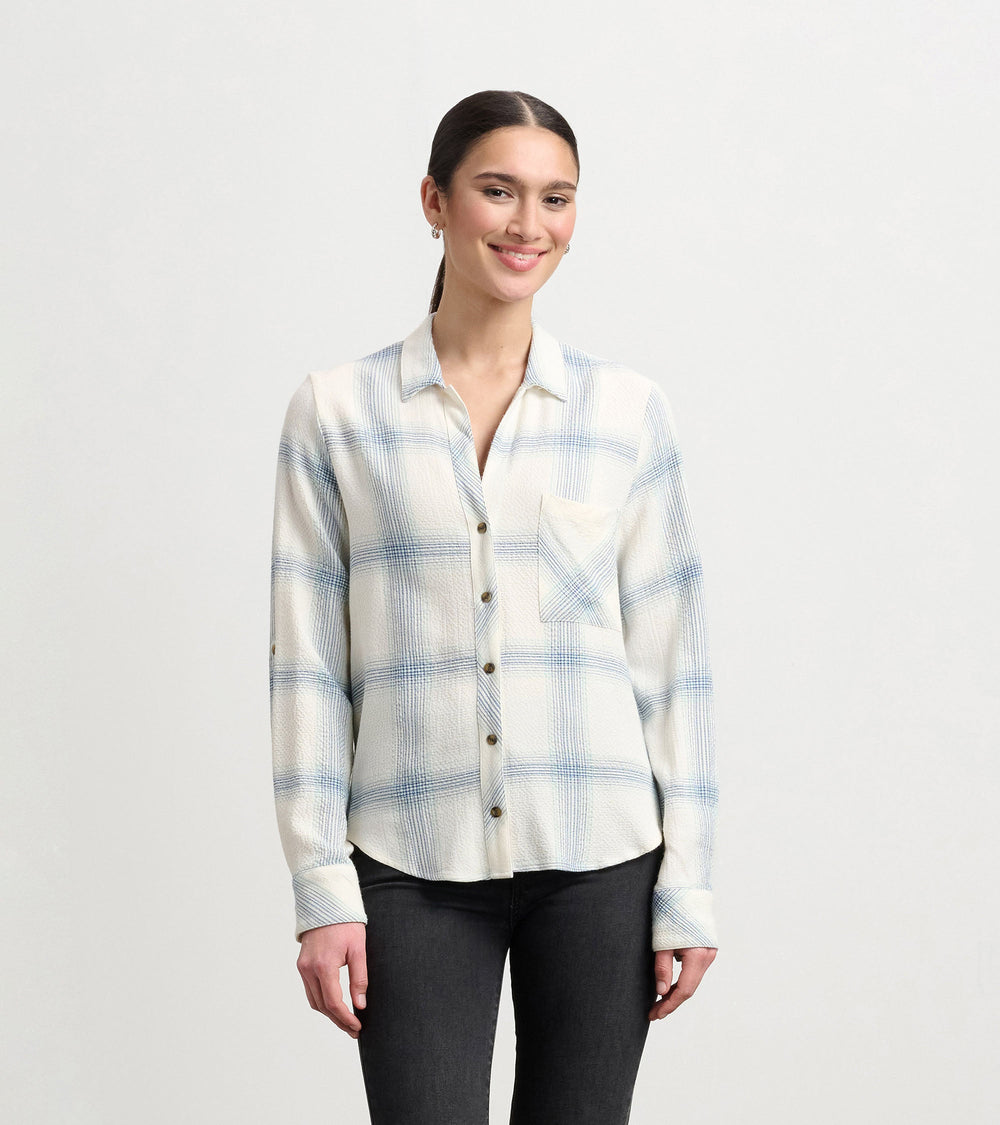 Hatley Lila Button Down - Turquoise Plaid