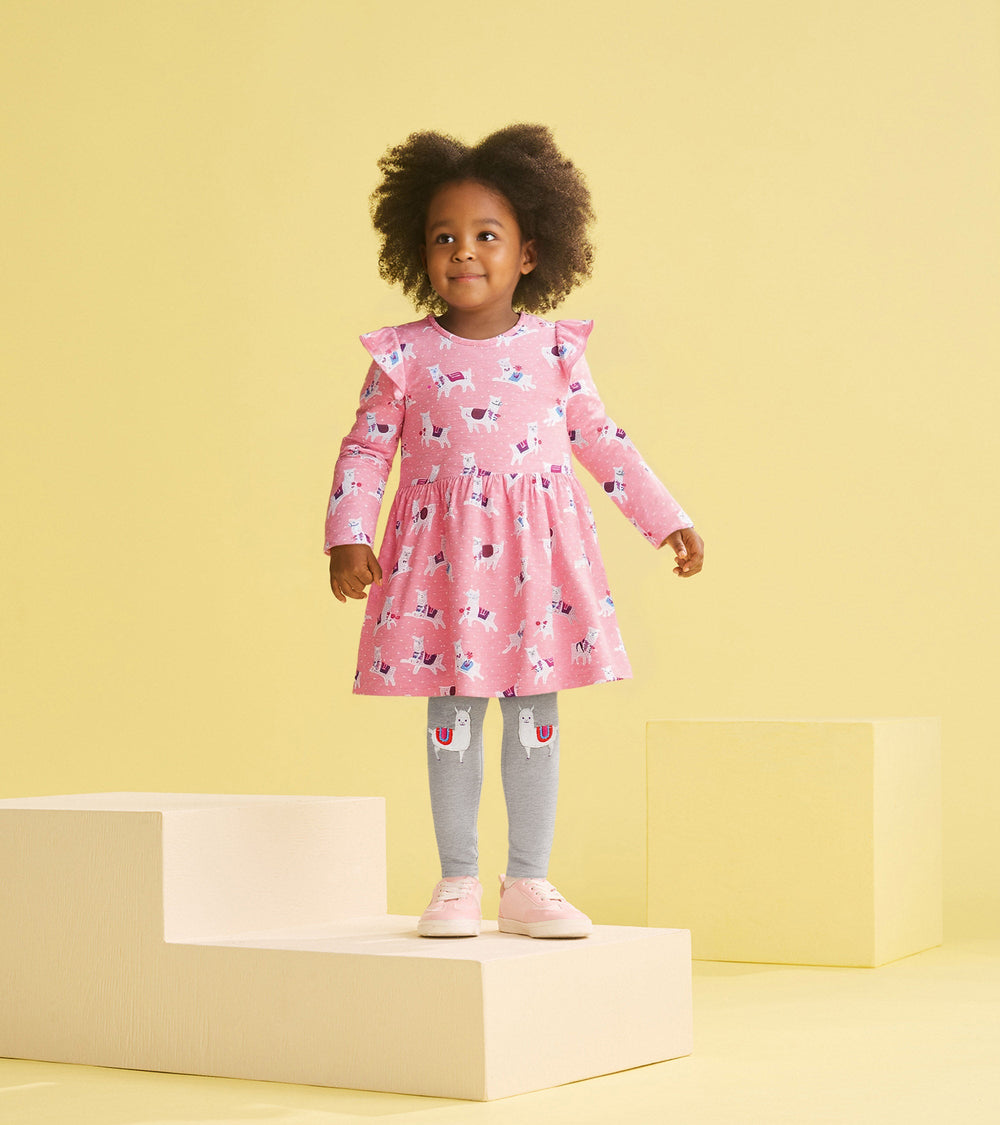 Hatley Baby & Toddler Girls Dancing Alpacas Ruffle Sleeve Dress and Legging S