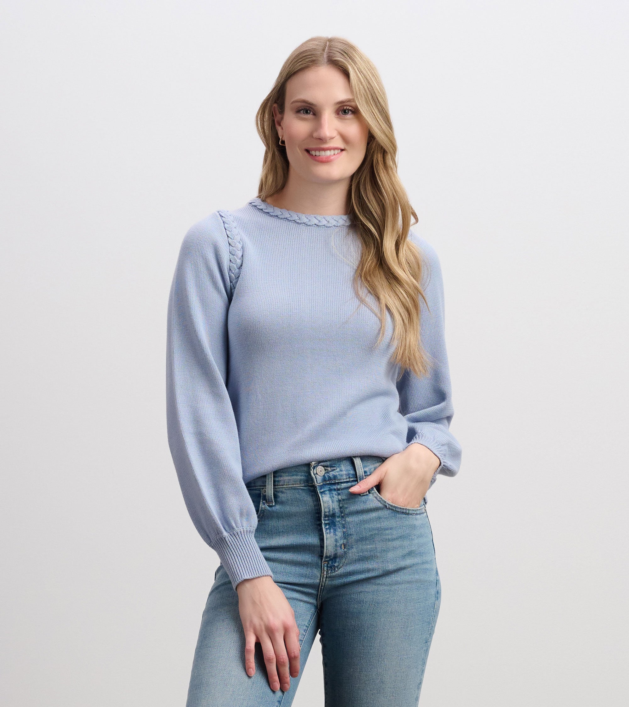 Hatley Braided Sweater - Bright Denim Blue