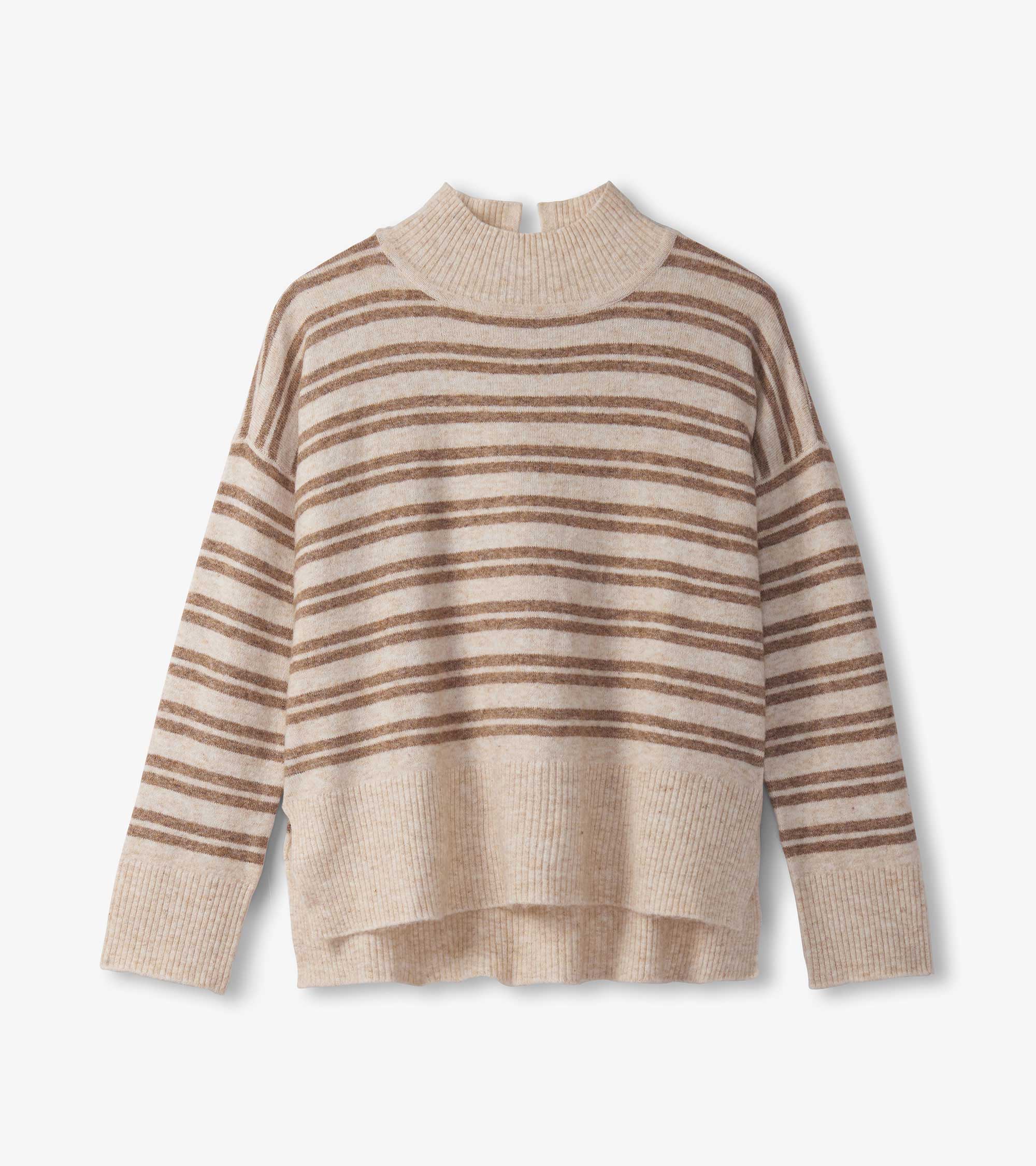 Hatley Mock Neck Sweater - Double Stripe Camel