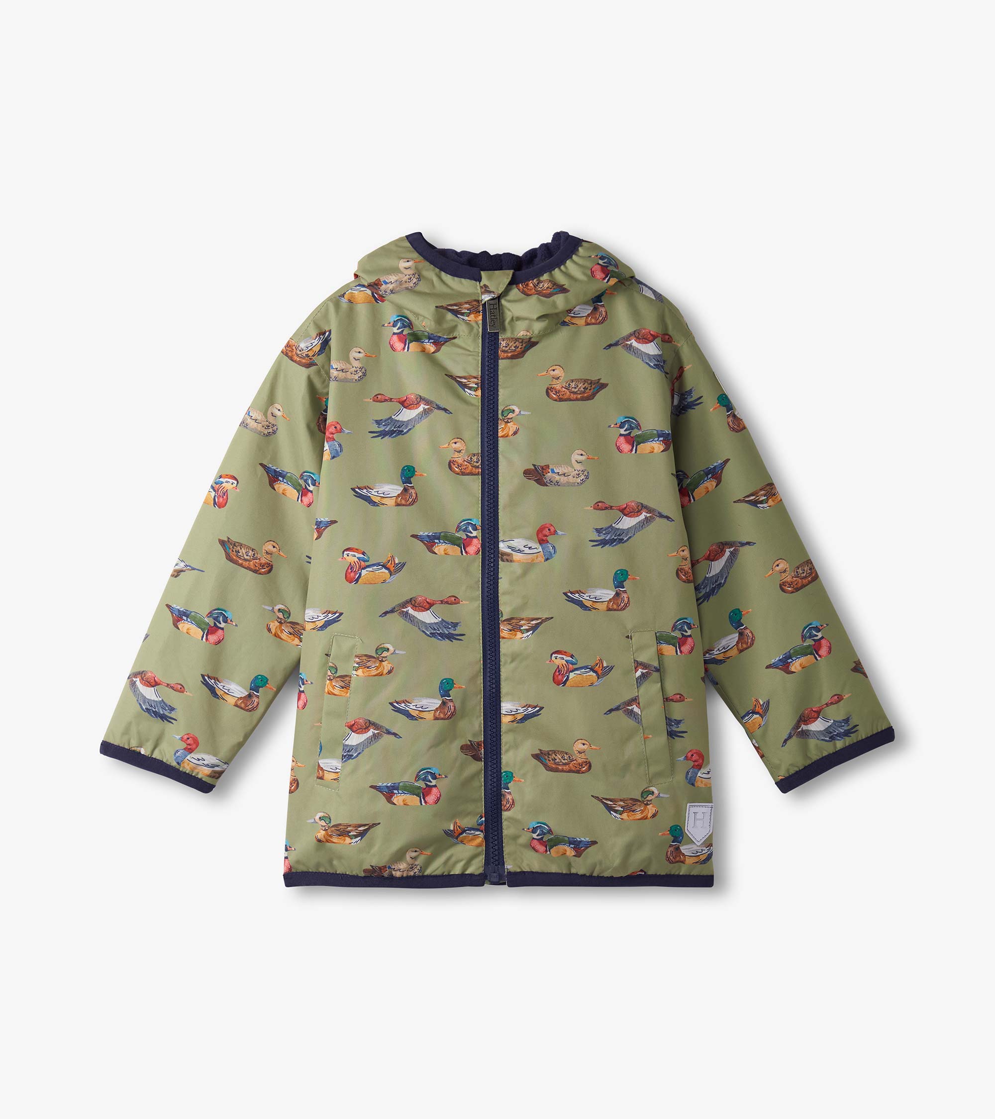 Hatley Boys Duck Decoys Zip-Up Lightweight Rain Jacket