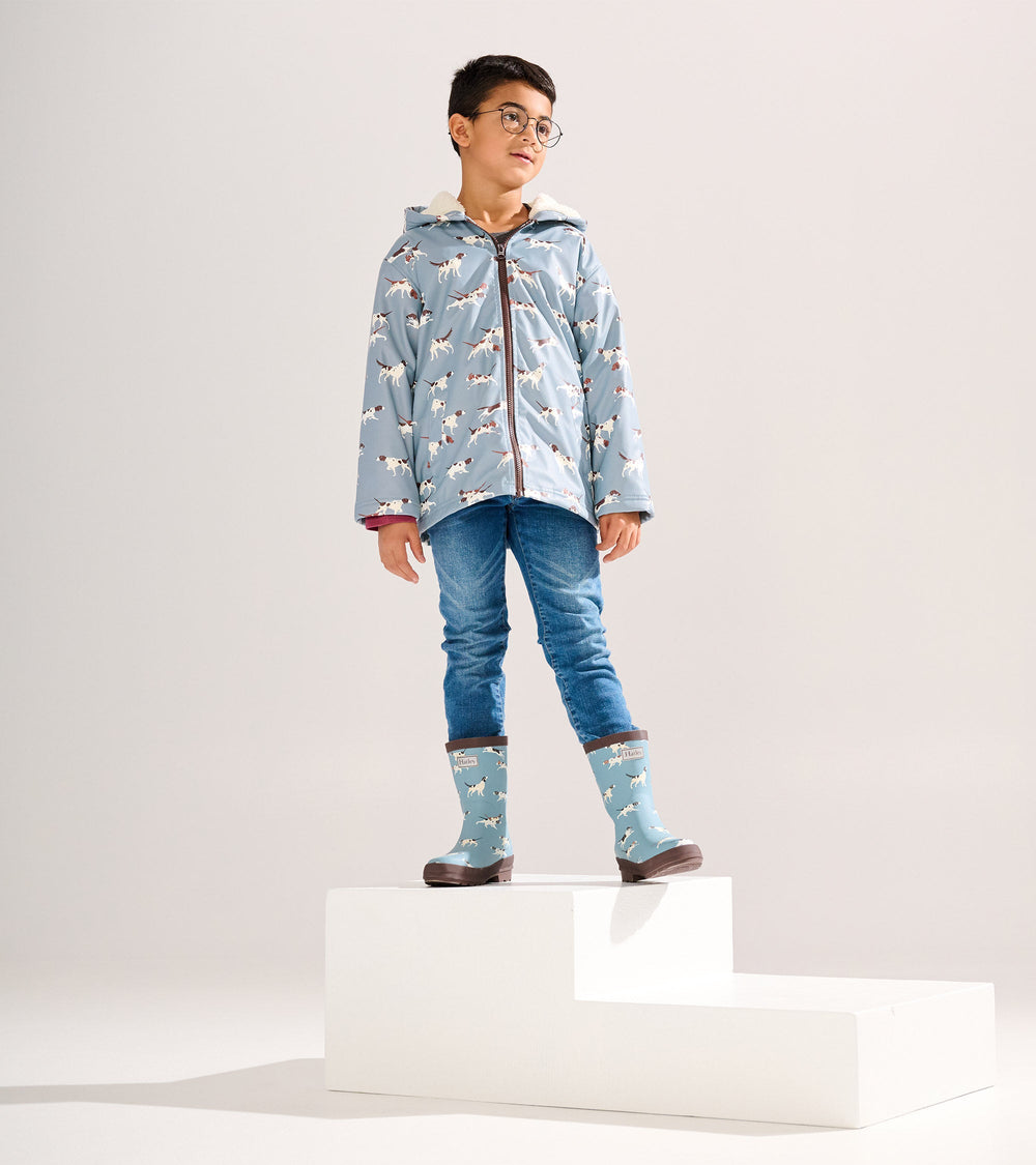 Hatley Boys Hunting Dogs Sherpa Lined Zip-Up Rain Jacket