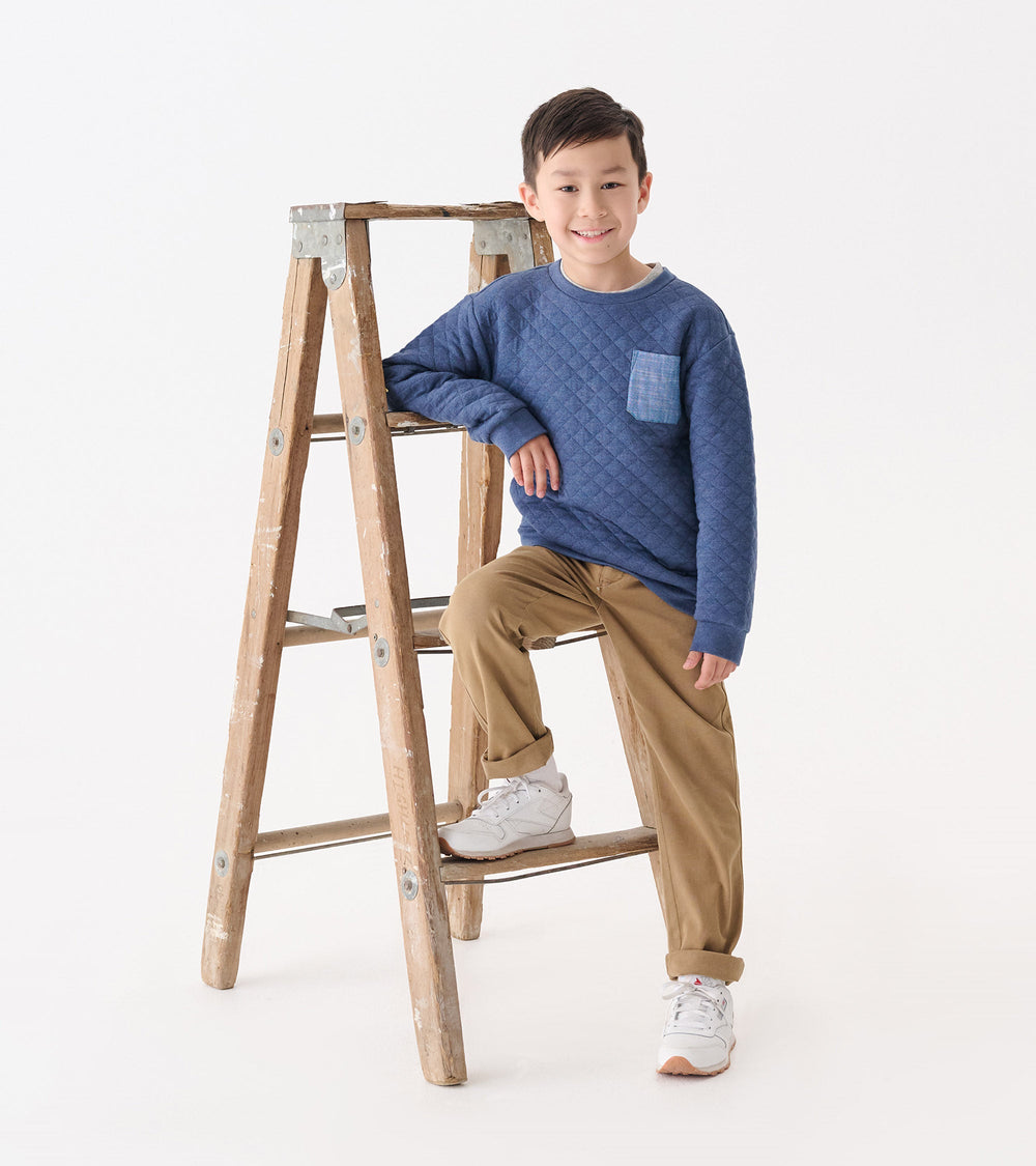 Hatley Boys Ensign Blue Quilted Pullover