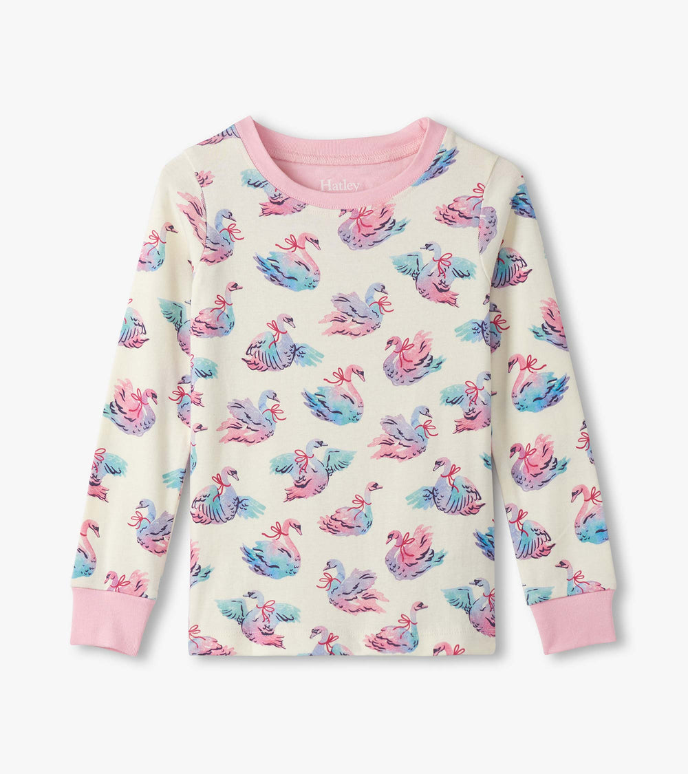 Hatley Girls Elegant Swans Cotton Pajama Set